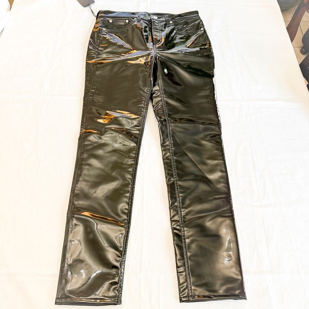 Rag & Bone Black High Rise Vinyl Skinny Patent Black Pants Size 29 NWT $495 - Picture 2 of 7
